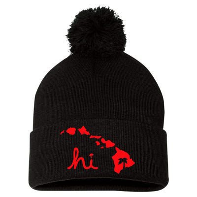 Hi Hawaiian Islands Pom Pom 12in Knit Beanie