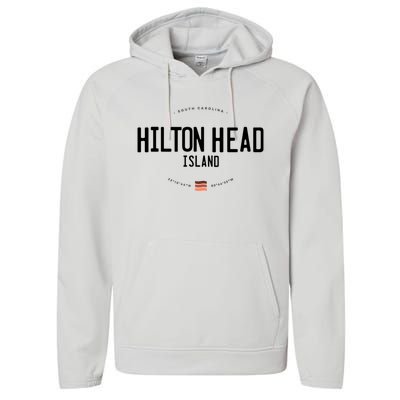 Hilton Head Island South Carolina Beach Waves Funny Gift Performance Fleece Hoodie