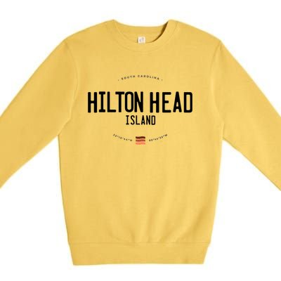 Hilton Head Island South Carolina Beach Waves Funny Gift Premium Crewneck Sweatshirt