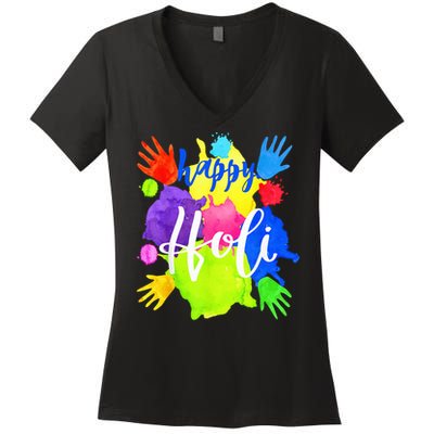 Happy Holi India Hindu Festival Women's V-Neck T-Shirt