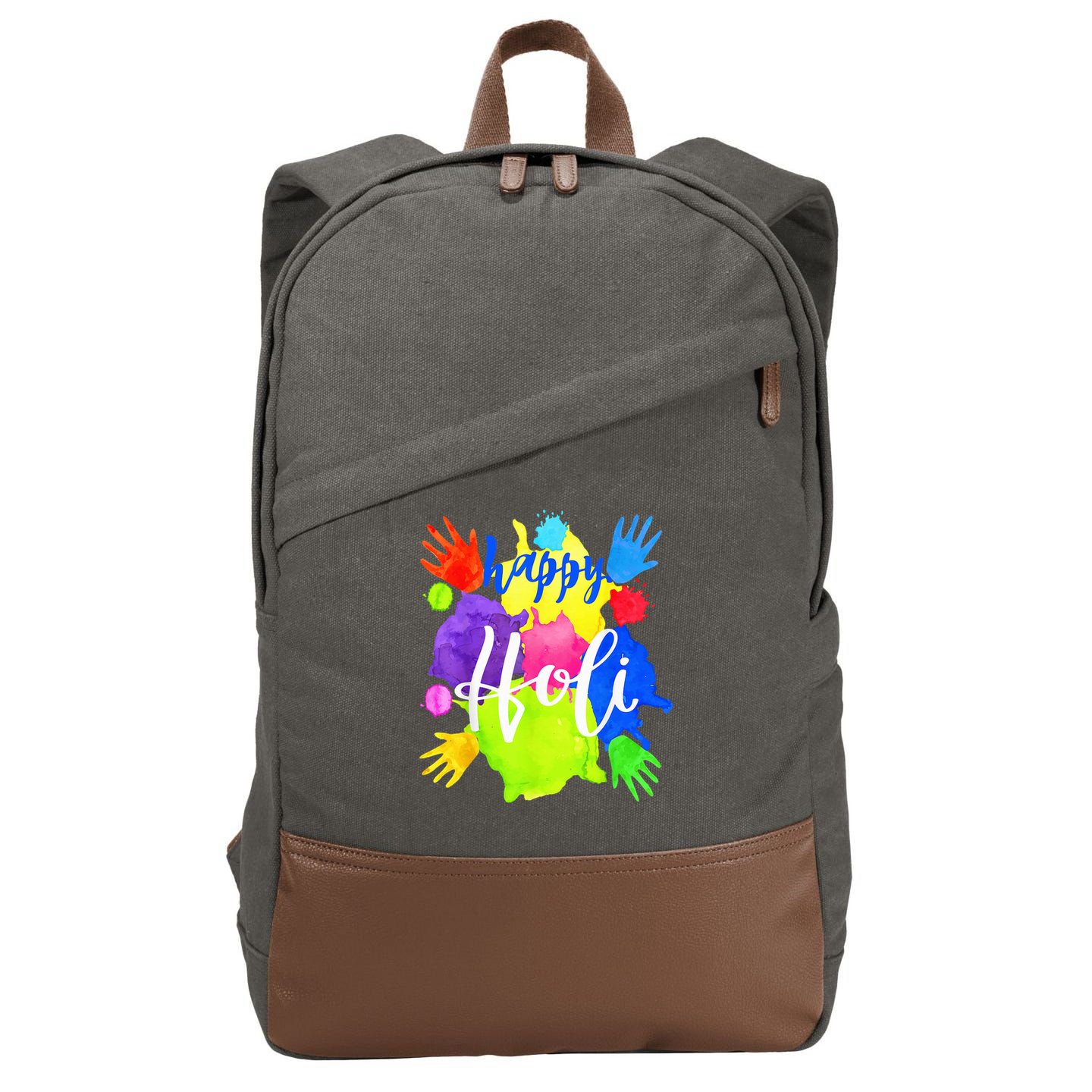 Happy Holi India Hindu Festival Cotton Canvas Backpack