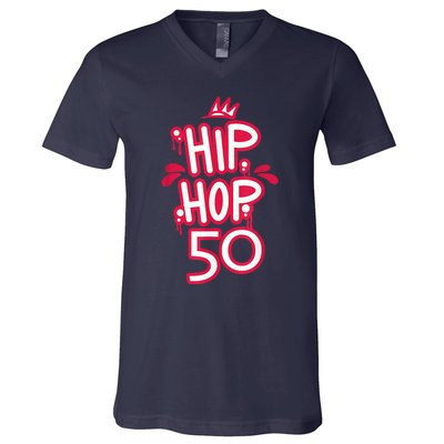 Hip Hop Is 50 50th Anniversary Retro Graffiti Old School V-Neck T-Shirt