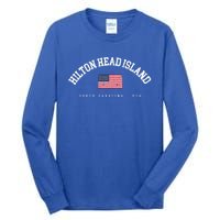 Hilton Head Island Sc Retro American Flag Usa City Name Gift Tall Long Sleeve T-Shirt