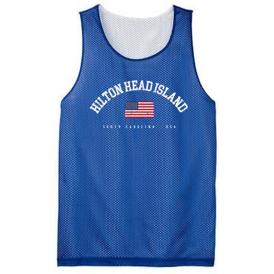 Hilton Head Island Sc Retro American Flag Usa City Name Gift Mesh Reversible Basketball Jersey Tank