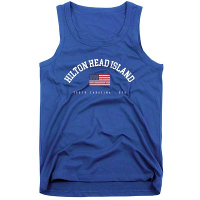 Hilton Head Island Sc Retro American Flag Usa City Name Gift Tank Top