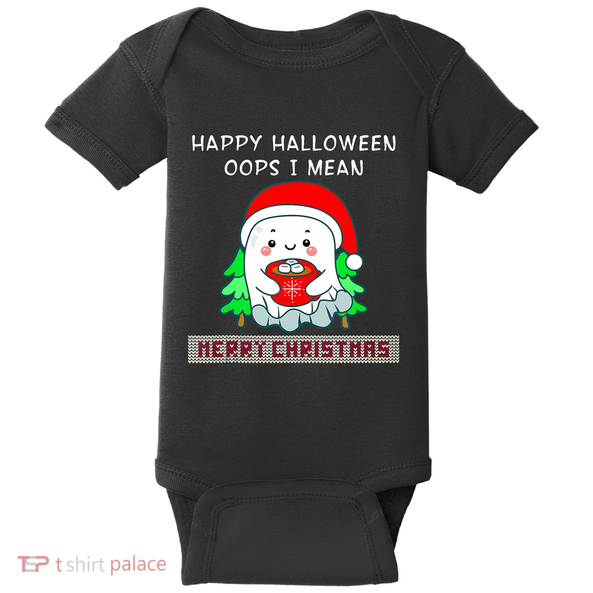 Happy Halloween I Mean Merry Christmas Boo Ghost Gothic Tank Top Baby Bodysuit