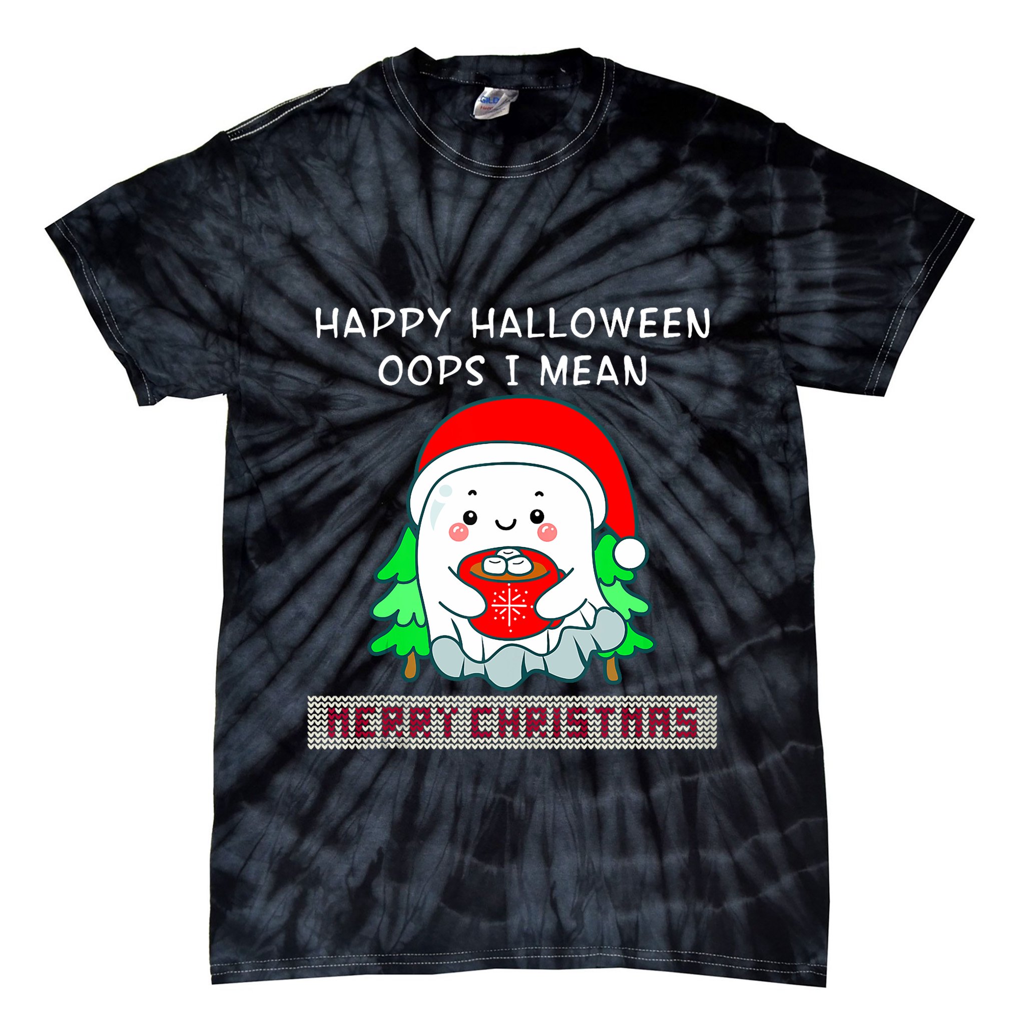 Happy Halloween I Mean Merry Christmas Boo Ghost Gothic Tank Top Tie-Dye T-Shirt