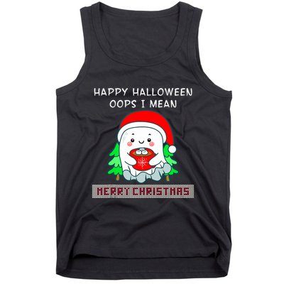 Happy Halloween I Mean Merry Christmas Boo Ghost Gothic Tank Top Tank Top