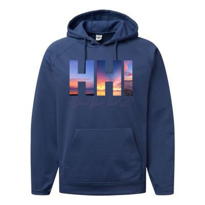 Hilton Head Island South Carolina Gift Sunset Gift Family Trip Gift Performance Fleece Hoodie