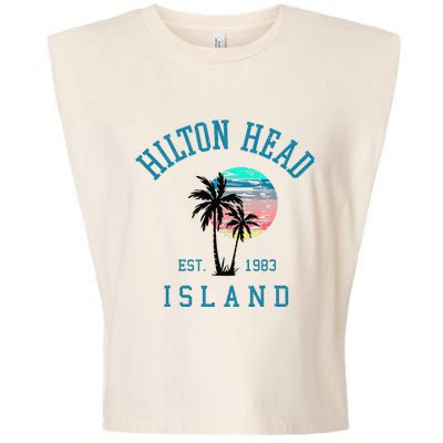 Hilton Head Island South Carolina Beach Palm Trees Summer Garment-Dyed Women's Muscle Tee