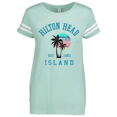 Hilton Head Island South Carolina Beach Palm Trees Summer Enza Ladies Jersey Football T-Shirt