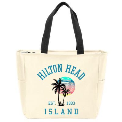 Hilton Head Island South Carolina Beach Palm Trees Summer Zip Tote Bag
