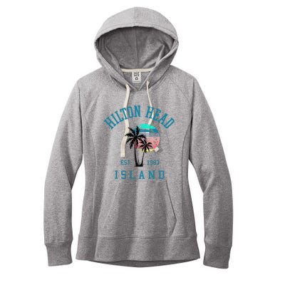 Hilton Head Island South Carolina Beach Palm Trees Summer Women's Fleece Hoodie