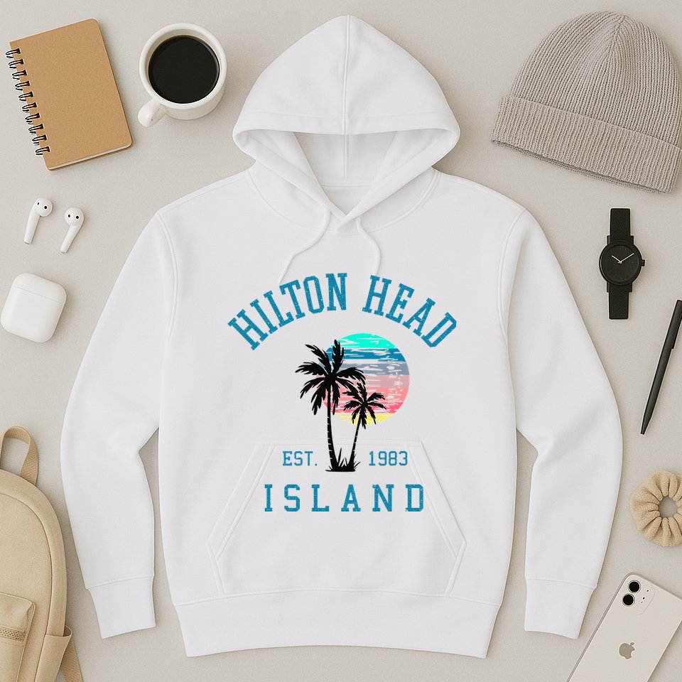 Hilton Head Island South Carolina Beach Palm Trees Summer Hoodie