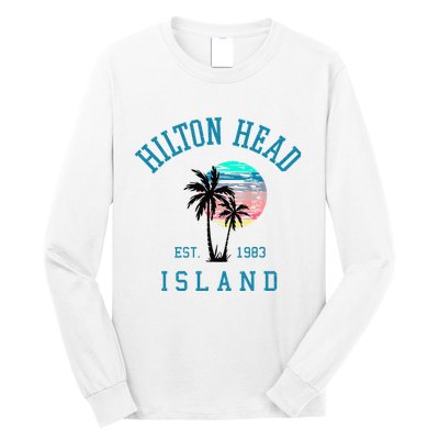 Hilton Head Island South Carolina Beach Palm Trees Summer Long Sleeve Shirt