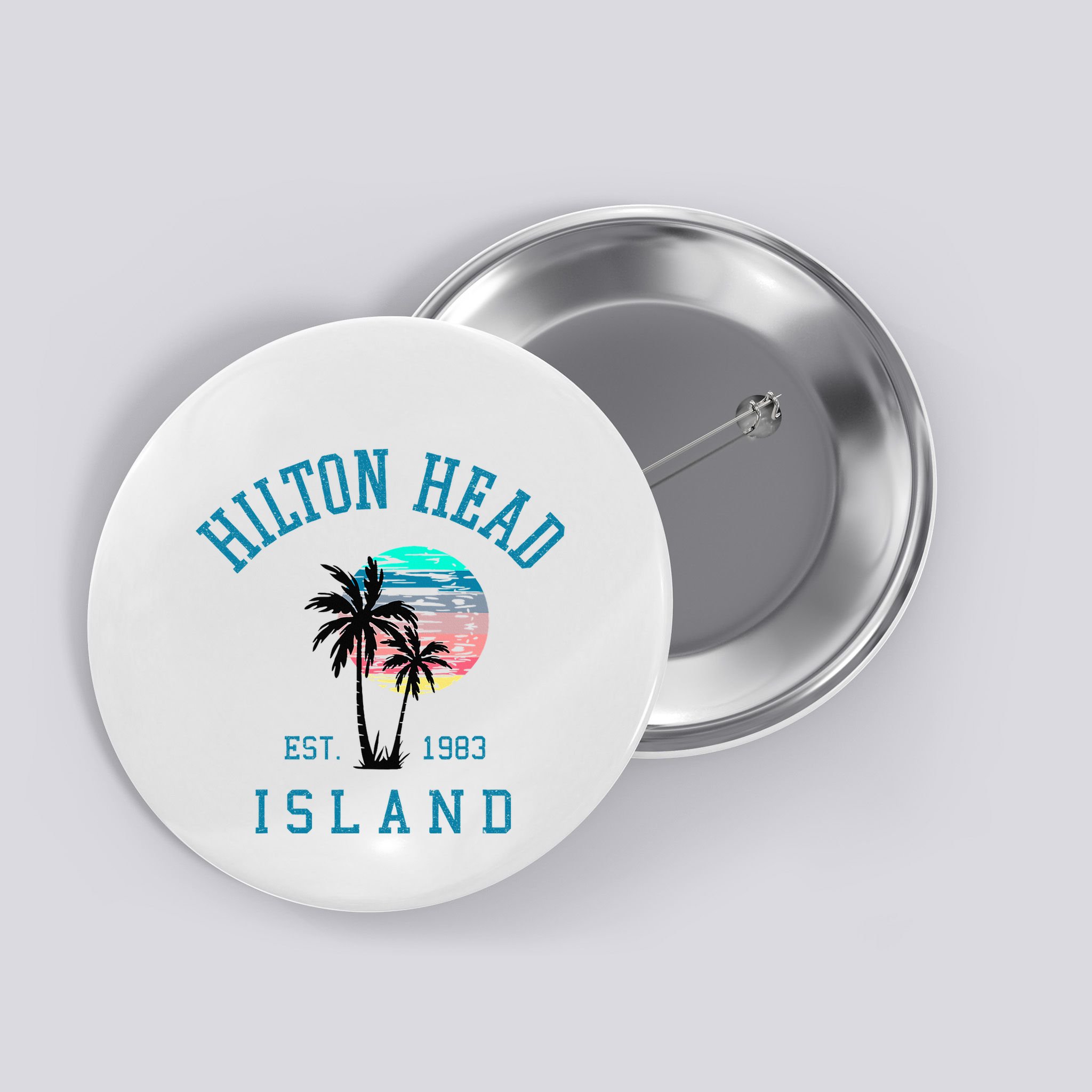 Hilton Head Island South Carolina Beach Palm Trees Summer Button