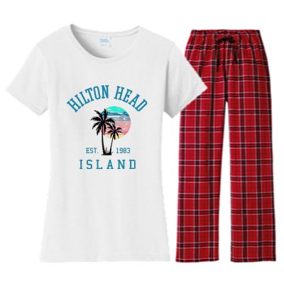 Hilton Head Island South Carolina Beach Palm Trees Summer Women's Flannel Pajama Set