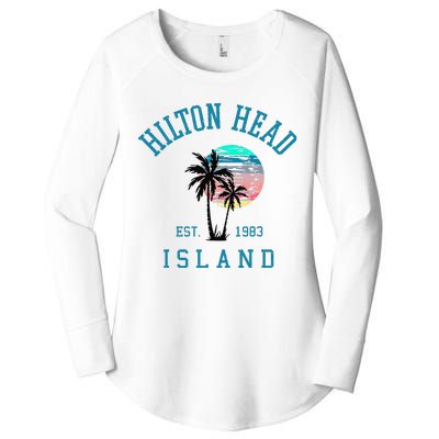 Hilton Head Island South Carolina Beach Palm Trees Summer Women's Perfect Tri Tunic Long Sleeve Shirt