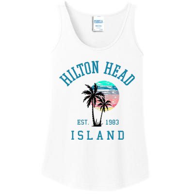 Hilton Head Island South Carolina Beach Palm Trees Summer Ladies Essential Tank