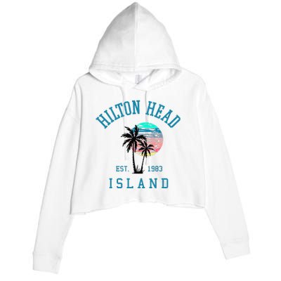 Hilton Head Island South Carolina Beach Palm Trees Summer Crop Fleece Hoodie