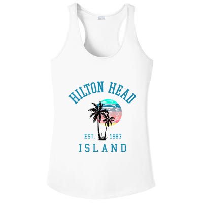 Hilton Head Island South Carolina Beach Palm Trees Summer Ladies PosiCharge Competitor Racerback Tank