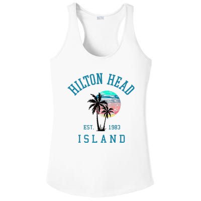 Hilton Head Island South Carolina Beach Palm Trees Summer Ladies PosiCharge Competitor Racerback Tank