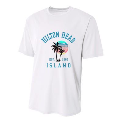Hilton Head Island South Carolina Beach Palm Trees Summer Youth Performance Sprint T-Shirt