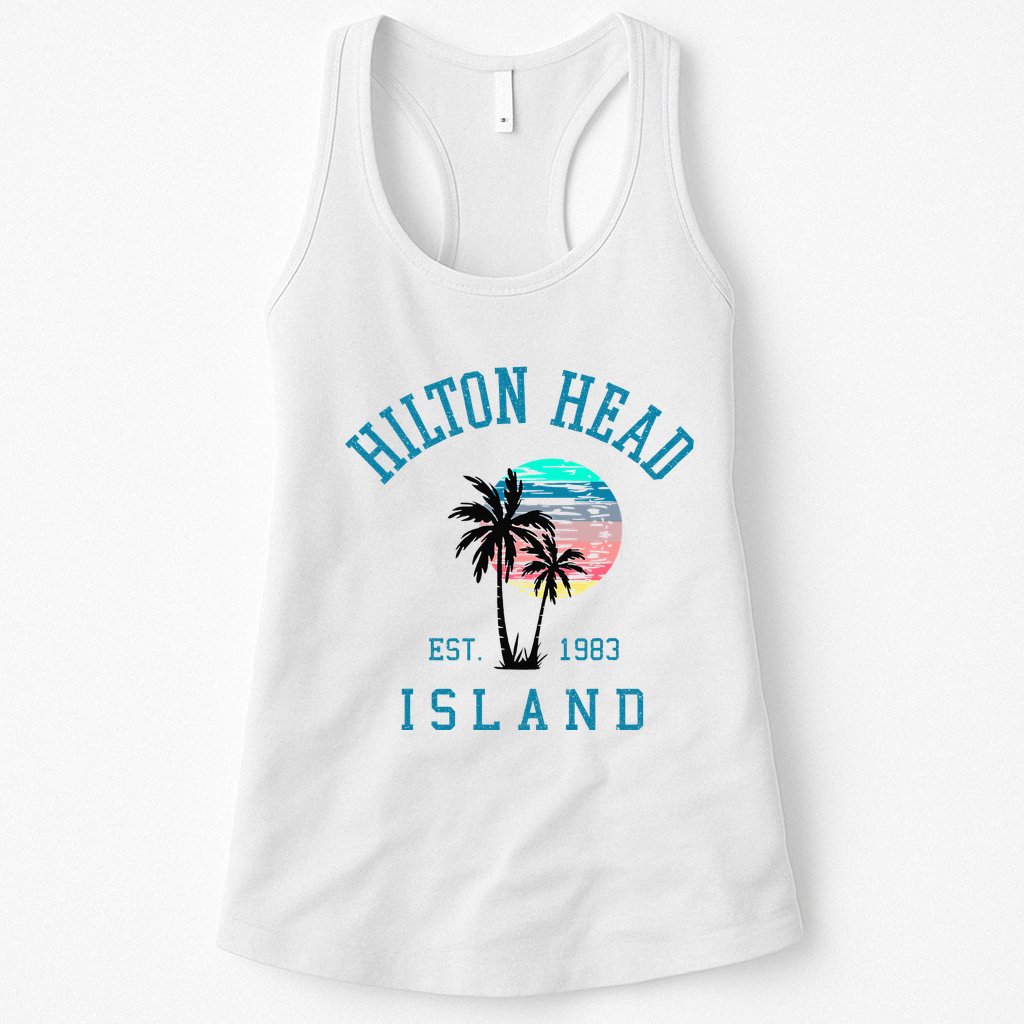 Hilton Head Island South Carolina Beach Palm Trees Summer Womens Tank Top
