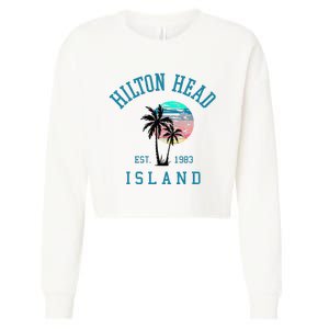 Hilton Head Island South Carolina Beach Palm Trees Summer Cropped Pullover Crew