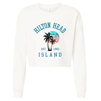 Hilton Head Island South Carolina Beach Palm Trees Summer Cropped Pullover Crew