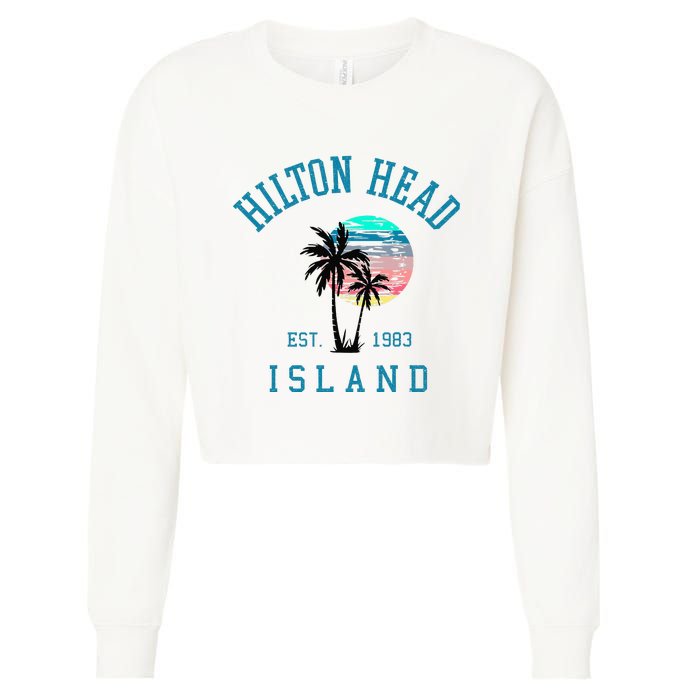 Hilton Head Island South Carolina Beach Palm Trees Summer Cropped Pullover Crew