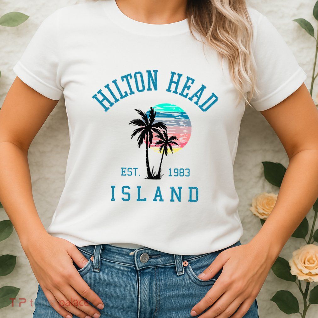 Hilton Head Island South Carolina Beach Palm Trees Summer Womens T-Shirt