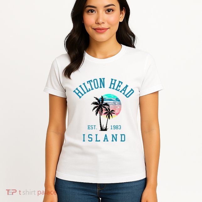 Hilton Head Island South Carolina Beach Palm Trees Summer Womens T-Shirt
