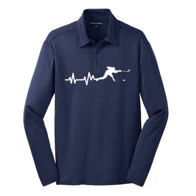 Hockey HeartBeat | Ice Hockey Player Gift Silk Touch Performance Long Sleeve Polo