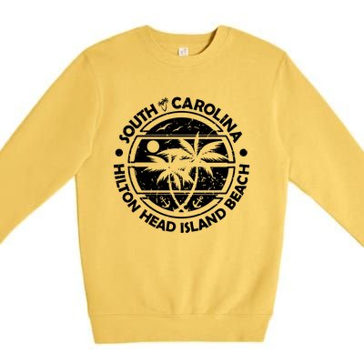 Hilton Head Island Beach South Carolina, Tropical Palm Trees, Ship Anchor Premium Crewneck Sweatshirt