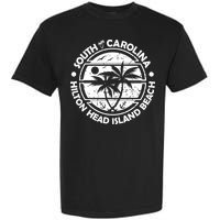 Hilton Head Island Beach South Carolina, Tropical Palm Trees, Ship Anchor Garment-Dyed Heavyweight T-Shirt
