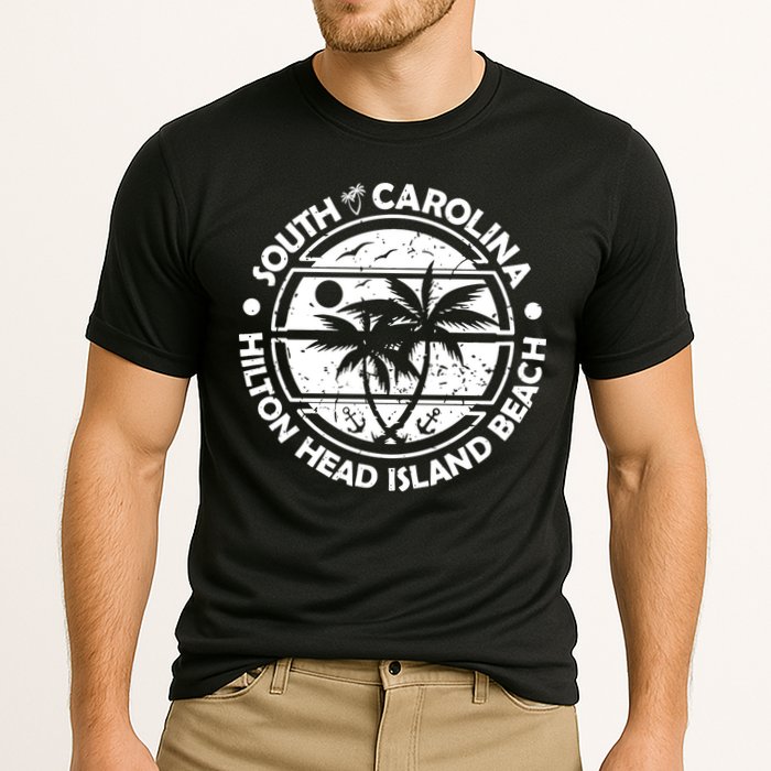 Hilton Head Island Beach South Carolina, Tropical Palm Trees, Ship Anchor Performance Shirt