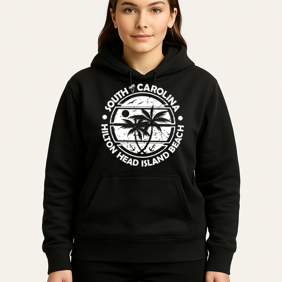 Hilton Head Island Beach South Carolina, Tropical Palm Trees, Ship Anchor Hoodie