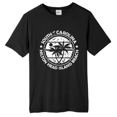 Hilton Head Island Beach South Carolina, Tropical Palm Trees, Ship Anchor Tall Fusion ChromaSoft Performance T-Shirt