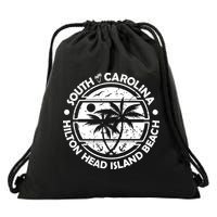 Hilton Head Island Beach South Carolina, Tropical Palm Trees, Ship Anchor Drawstring Bag