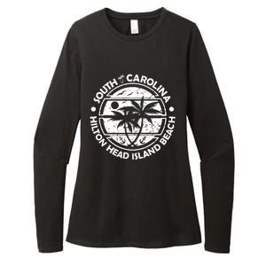 Hilton Head Island Beach South Carolina, Tropical Palm Trees, Ship Anchor Womens CVC Long Sleeve Shirt