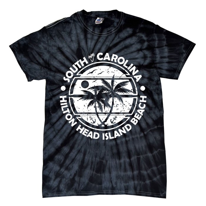 Hilton Head Island Beach South Carolina, Tropical Palm Trees, Ship Anchor Tie-Dye T-Shirt