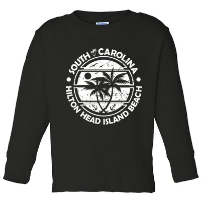 Hilton Head Island Beach South Carolina, Tropical Palm Trees, Ship Anchor Toddler Long Sleeve Shirt