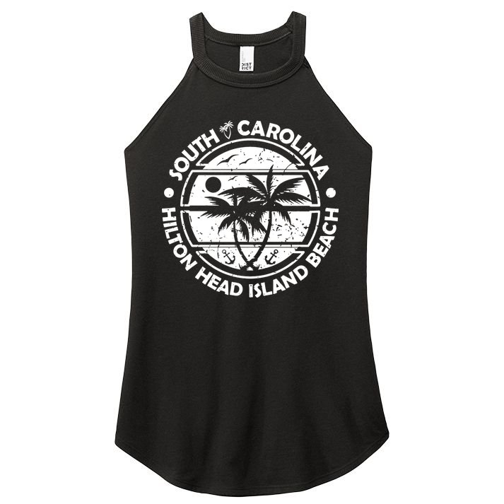 Hilton Head Island Beach South Carolina, Tropical Palm Trees, Ship Anchor Women's Perfect Tri Rocker Tank