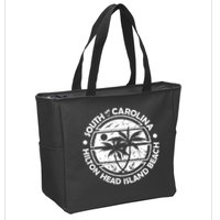 Hilton Head Island Beach South Carolina, Tropical Palm Trees, Ship Anchor Zip Tote Bag