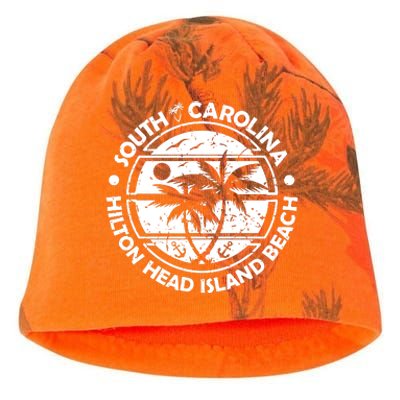 Hilton Head Island Beach South Carolina, Tropical Palm Trees, Ship Anchor Kati - Camo Knit Beanie