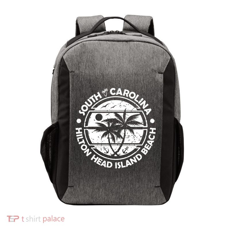Hilton Head Island Beach South Carolina, Tropical Palm Trees, Ship Anchor Vector Backpack