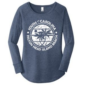 Hilton Head Island Beach South Carolina, Tropical Palm Trees, Ship Anchor Women's Perfect Tri Tunic Long Sleeve Shirt