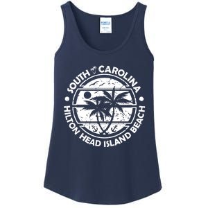 Hilton Head Island Beach South Carolina, Tropical Palm Trees, Ship Anchor Ladies Essential Tank