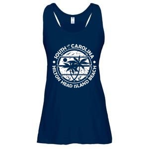 Hilton Head Island Beach South Carolina, Tropical Palm Trees, Ship Anchor Ladies Essential Flowy Tank